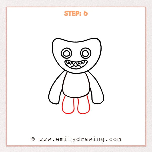 how to draw a huggy wuggy - Step 6